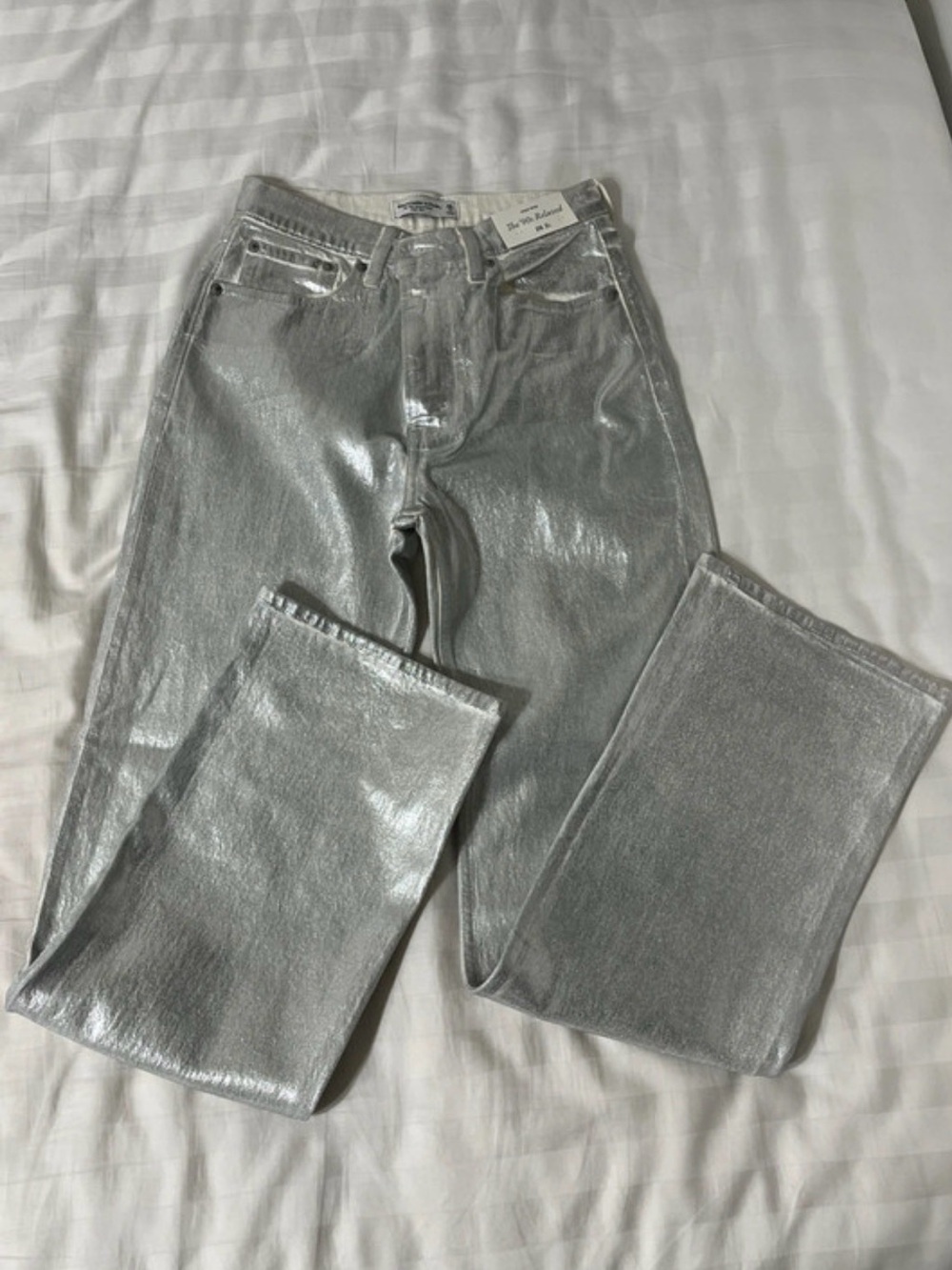 Silver Metallic Women's Jeans - Abercrombie & Fitch